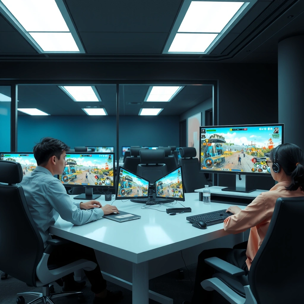 Turuntiss office team working on mobile games