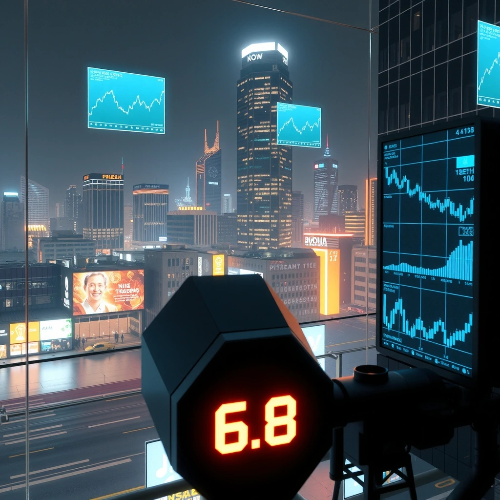 Korean techno-futuristic cityscape background